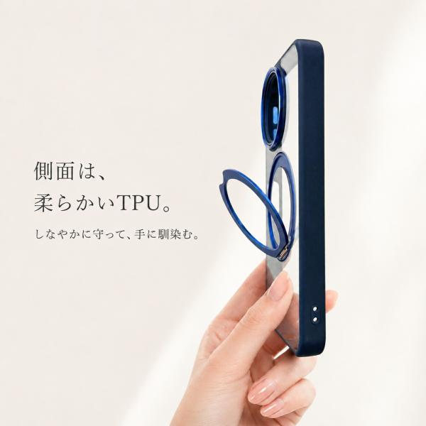 AQUOS sense10 �P�[�X AQUOS sense9 �P�[�X �����O�t�� �N���A 360�x��] �X�^���h �}�O�l�b�g�Ή� �n�C�u���b�h ���� �J�����ی� ���^ �y�� �A�N�I�X �Z���X10 ���i�摜2