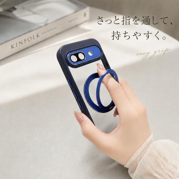 Google Pixel 11 �P�[�X �����O�t�� Pixel 10a �P�[�X Pixel 10 Pixel 9a �P�[�X �N���A 360�x��] �c���X�^���h �ϏՌ� ������PC TPU �J�����ی� �}�O�l�b�g ���i�摜2