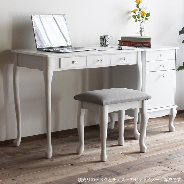 猫足ドレッサー 【収納付きテーブル・スツールチェア】 木製