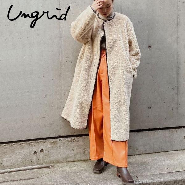 Sale アングリッド Ungrid 秋冬 通販 ストールコンビパイピングコート レディース アウター コート ムートンコート ロング丈 もこもこ あったか バッグ ワンピースのダブルハート 通販 Yahoo ショッピング