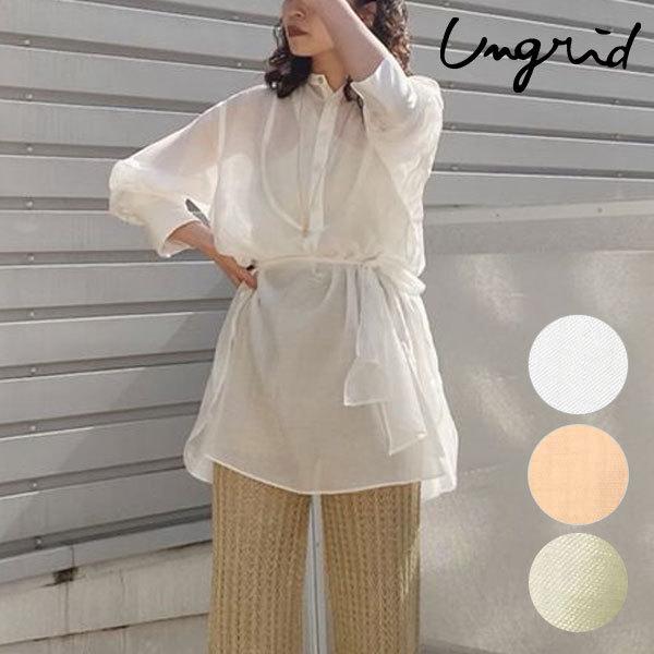 Sale アングリッド Ungrid 21春夏 通販 ウエストリボンドレスシャツ レディース トップス シャツ ブラウス シアー 透け感 シースルー レイヤード 重ね着 Select Shop Double Heart 通販 Yahoo ショッピング