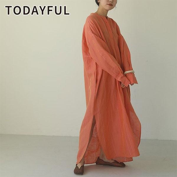 Todayful トゥデイフル 春夏 4月中旬予約 Chambray Stripe Dress レディース ワンピース ロング丈 マキシ丈 長袖 オーバーサイズ ストライプ 吉田怜香 バッグ ワンピースのダブルハート 通販 Yahoo ショッピング