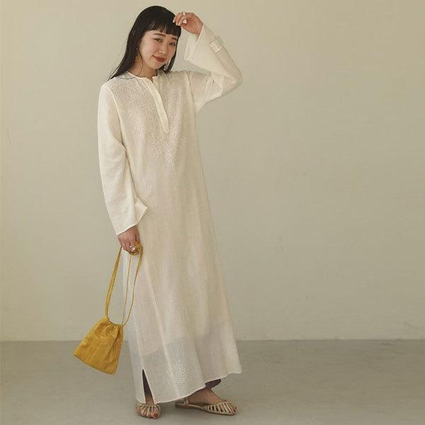 Todayful トゥデイフル 21秋 Embroidery Gauze Dress エンブロイダリーガーゼドレス レディース ワンピース 長袖 ロング丈 マキシ丈 刺繍 ゆったり Select Shop Double Heart 通販 Yahoo ショッピング