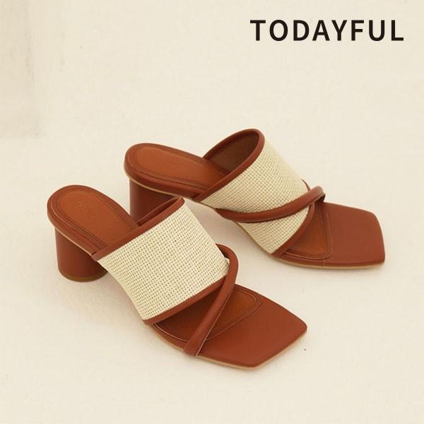 Todayful トゥデイフル 春夏 Raffia X Leather Sandals ラフィアレザーサンダル レディース サンダル ヒール ミュール レザーサンダル シンプル バッグ ワンピースのダブルハート 通販 Yahoo ショッピング