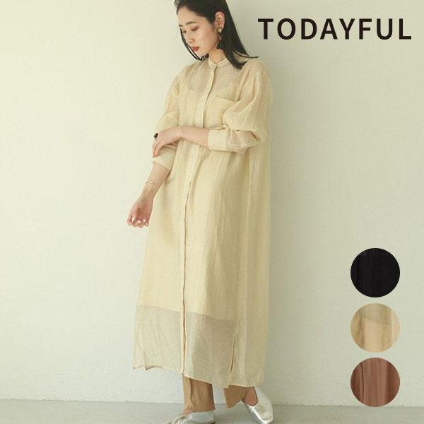 Sale Todayful トゥデイフル 秋冬 Sheer Shirts Dress シアーシャツドレス レディース ワンピース シャツワンピ 長袖 ロング丈 ひざ下 透け感 1317 バッグ ワンピースのダブルハート 通販 Yahoo ショッピング