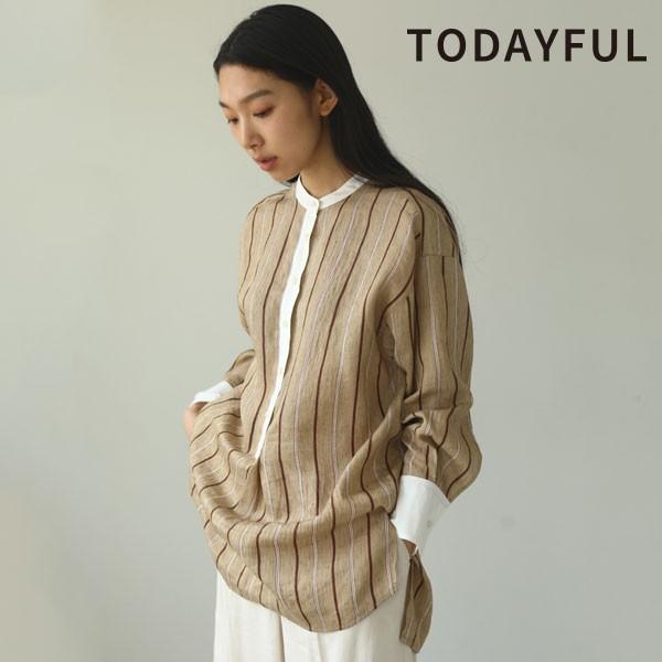 Todayful トゥデイフル 秋冬 Linen Stripe Blouse リネンストライプブラウス レディース トップス ブラウス 長袖 ストライプ リネン スリット 1423 バッグ ワンピースのダブルハート 通販 Yahoo ショッピング