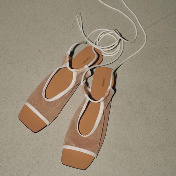 TODAYFUL レースアップメッシュサンダル