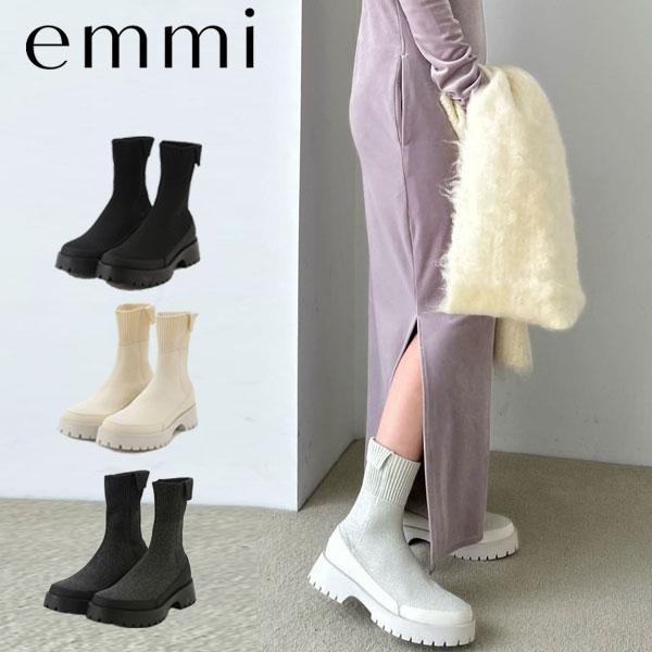 emmi ecoニットブーツ ソックスブーツ23.5 BLK emmi ブーツ eco ニットブーツ レディース : ZOZOTOWN Yahoo!店 - 通販