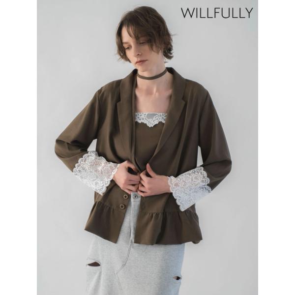 WILLFULLY（ウィルフリー） 新作10%OFF アウター cuffs lace hem