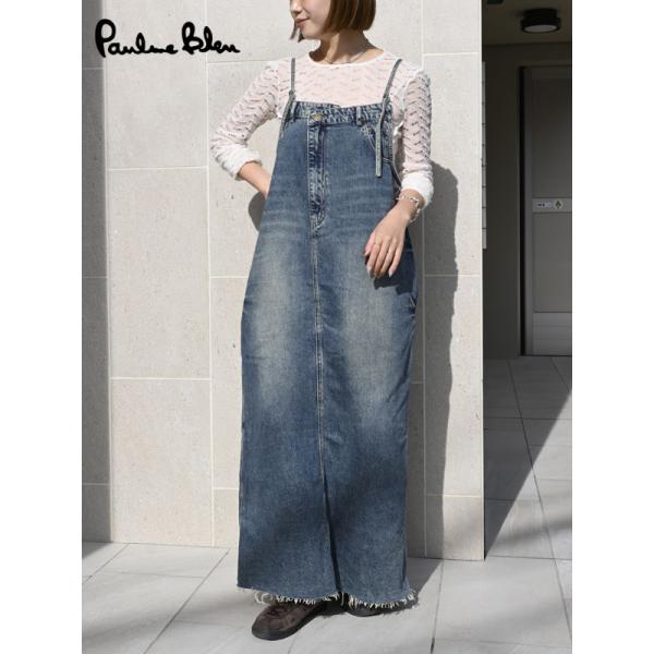 シャンドゥラローズフロントアシンメトリーデニムオールインワン PaulineBleu ポリーヌブロー フロントアシンメトリーデニム