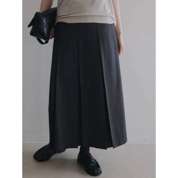 ※50%値下げ※beBlumarine ノースリーブプリーツスカート anuke（アンヌーク） anuke 2026Prefall ボトムス Stripe Pleats Skirt