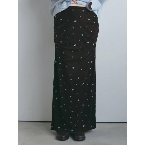 アンヌーク anuke 2026winter ボトムス Embroidery Flower Velourskirt 11月中旬〜12月上旬予約 エンブロイダリーフラワーベロアスカート ロング丈