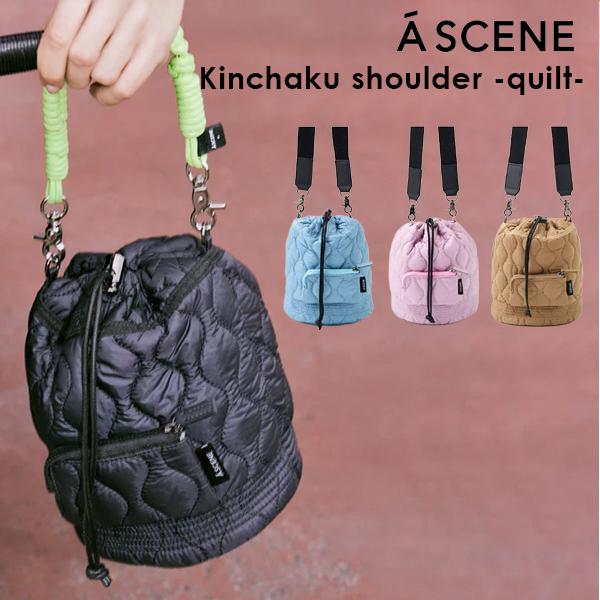 A SCENE（エーシーン） A SCENE Kinchaku shoulder -quilt- 巾着バッグ
