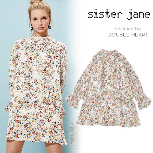 シスタージェーン Sister Jane Agave Ruffle Dress ワンピース 長袖 ミニワンピース ミニ丈 花柄 フラワープリント ハイネック シフォン Dr9 Www Fcs Uto Edu Bo Index Php