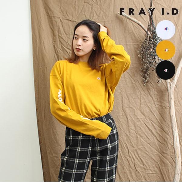 フレイ アイディー Fray I D Fray I D Champion スリーブプリントロングtシャツ レディース トップス ロンt コットン チャンピオン ロゴ ストリート Fwct バッグ ワンピースのダブルハート 通販 Yahoo ショッピング