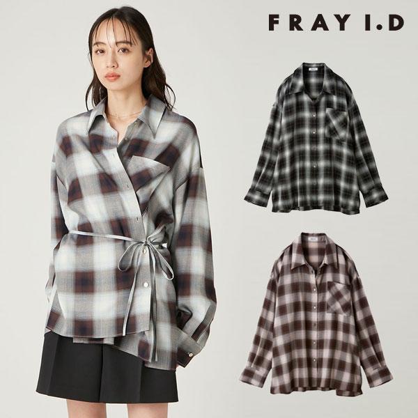 フーディーチェックシャツTRIFLE FRAY I.D 新作10%OFF フレイアイディー トップス 25秋冬 2way