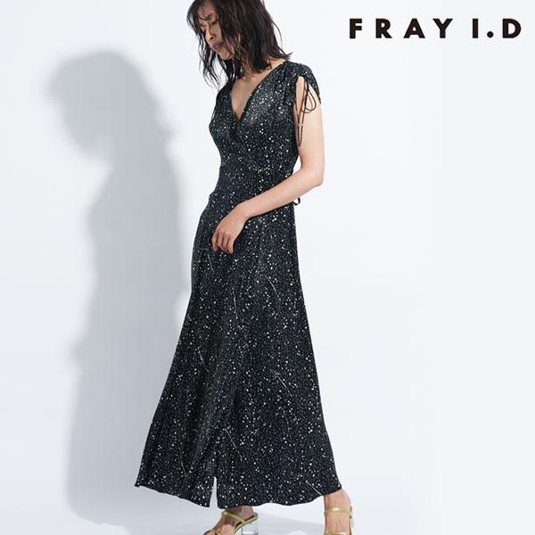 フレイアイディー Fray I D 春夏 Ipekerギャザーサテンワンピース ワンピース サテン ロング丈 フレア Vネック リボン ノースリーブ 半袖 ギャザー Fwfo3032 バッグ ワンピースのダブルハート 通販 Yahoo ショッピング