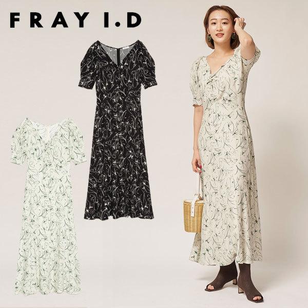 フレイアイディー Fray I D 22春夏 ラインフラワースリーブタックワンピース レディース ワンピース ロング丈 半袖 フレア 花柄 総柄 パフスリーブ Fwfo Select Shop Double Heart 通販 Yahoo ショッピング