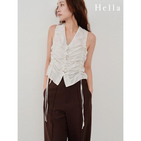 シャツ+ブラウス(半袖+袖なし) Hella     gather stripe top ヘラ Hella 26春夏 gather stripe top ギャザーストライプトップ 3月