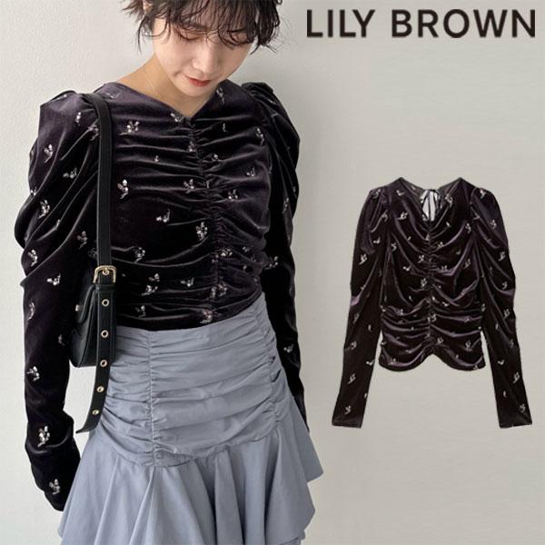 SALE リリーブラウン LILY BROWN トップス 24秋冬 フラワーエンブロイ 