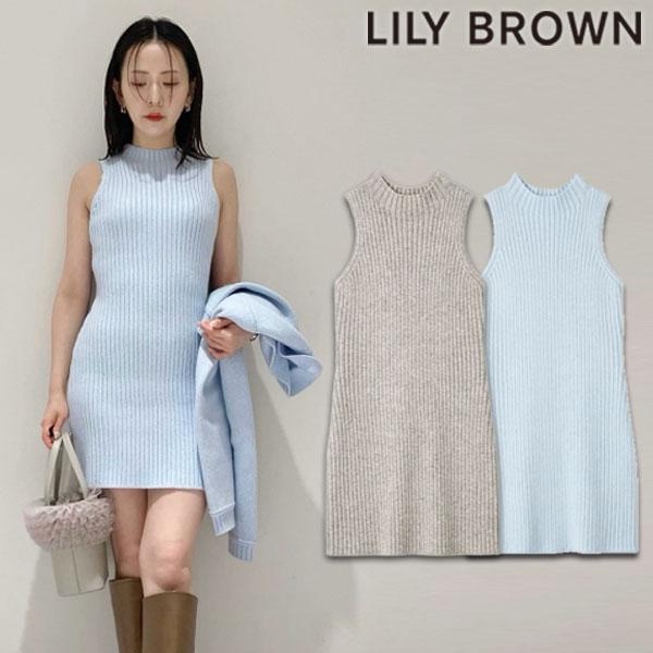 LILY BROWN ゴールド ビーズ ノースリーブワンピース LILY BROWN 新作10%OFF リリー ブラウン ワンピース 25秋冬