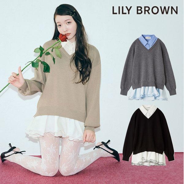 LILY BROWNフリルミニワンピース LILY BROWN ワンピース シャツドッキングフリルミニワンピース