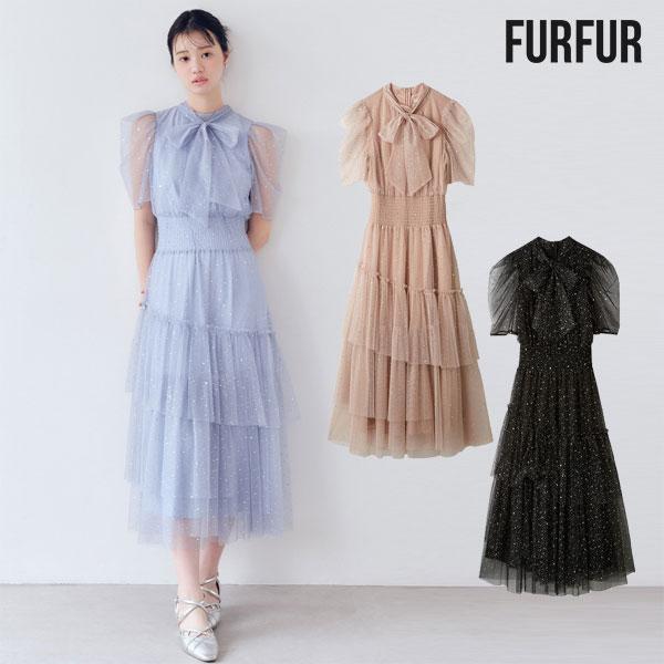 FURFUR ファーファー ワンピース 25秋冬 ハーフスリーブラメ