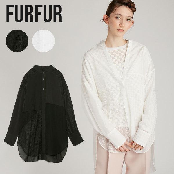 SALE ファーファー FURFUR ミックスバンドカラーレースシャツ 