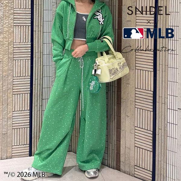 【完売品】SNIDEL×MLBコラボスウェットパンツ MLB】Sustainableスウェットワイドパンツ(フルレングスパンツ)｜パンツ
