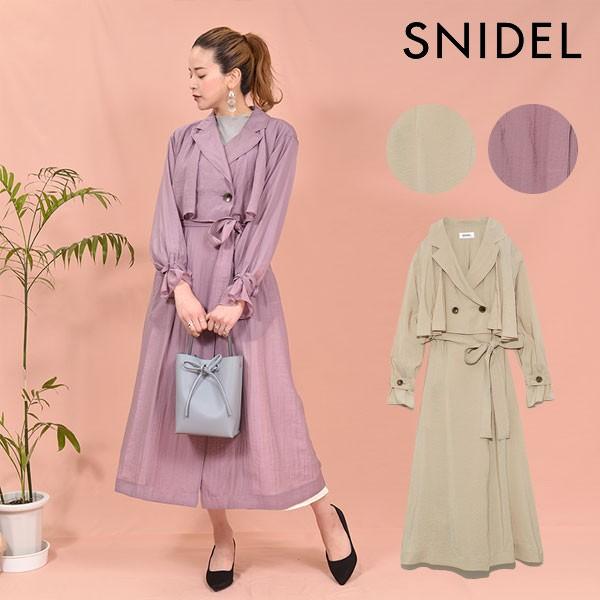 スナイデル Snidel 春夏 シアートレンチコート レディース アウター コート ロング丈 トレンチコート ロングコート 長袖 シアー 光沢感 ゆったり オーバー Swfc1006 バッグ ワンピースのダブルハート 通販 Yahoo ショッピング