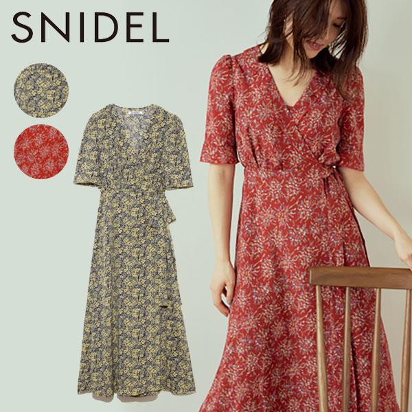 スナイデル Snidel 春夏 カシュクールプリントワンピース レディース ワンピース ロング丈 フレア 半袖 カシュクール Vネック リボン パフスリーブ Swfo3138 バッグ ワンピースのダブルハート 通販 Yahoo ショッピング