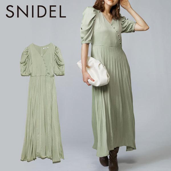スナイデル Snidel 秋アイテム サテンパフスリーブワンピース レディース ワンピース ロング丈 サテン パフスリーブ フレア ボタン リボン Swfo4054 バッグ ワンピースのダブルハート 通販 Yahoo ショッピング