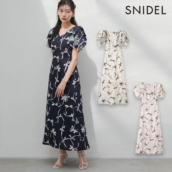 PBEG サイズ0 SNIDEL Sustainableリボンプリントワンピース SNIDEL｜【00サイズあり】Sustainableリボンプリントワンピース