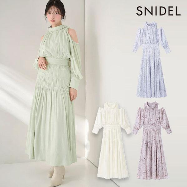 SNIDEL スナイデル コールドショルダーワンピース　新品　タグ付き SNIDEL（スナイデル） ワンピース コールドショルダーボウタイ