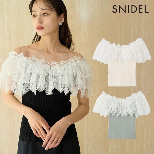 新品未使用　タグ付き　snidel ドッキングニットトップス 新品未使用】タグ付きSNIDEL ドッキングニットトップス シアー