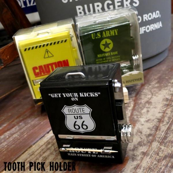 爪楊枝入れ トゥースピック アメリカン ROUTE66 プレゼント バレンタイン キッチンツール 男前雑貨 インスタ映え ダブルスリー