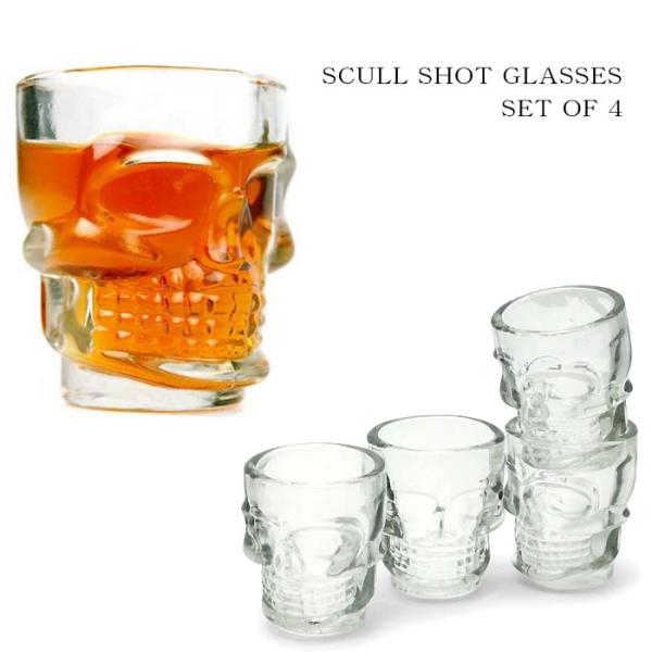 ショットグラス スカル ドクロ 4個入り 骸骨 ロックグラス プレゼント