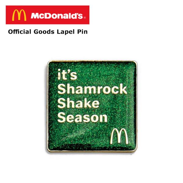 マクドナルド シャムロックシェイク ラメ グリッター ピンバッジ オフィシャル マックピン ラペルピン プレゼント アメリカン雑貨 海外雑貨 ダブルスリー