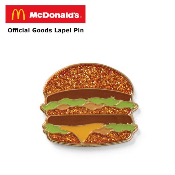 マクドナルド ビッグマック ハンバーガー ラメ グリッター ピンバッジ オフィシャル マックピン ラペルピン プレゼント アメリカン雑貨 海外雑貨 ダブルスリー