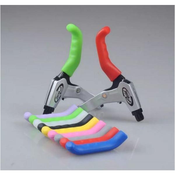 自転車のブレーキレバーにかぶせて使用するシリコン製カバーです。シリコン素材が滑り止めとなり、手指の疲労軽減におすすめです。ひそかなおしゃれでもあります(^^)長さ：約80ミリ 重さ：約25グラム（左右セット）