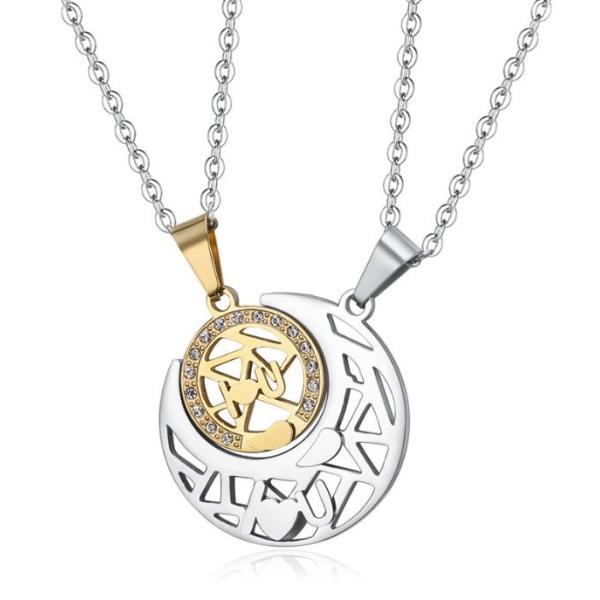 ご覧いただきましてありがとうございます(^^)こちらは、ゴールドとシルバーのペアネックレスです。ゴールドの地球を優しく包み込むシルバーの月のモチーフは、愛が伝わるような素敵なお品です(*^^*)仲良しカップルやご夫婦さまにピッタリです(^^...