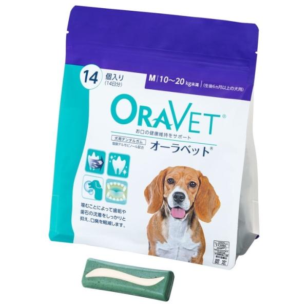 他サイト： 【あすつく】『オーラベット Ｍ パウチ (14個入) ×１個』【10〜20kg未満】【犬用デンタルガム】【口腔】(オーラベットM)の商品画像