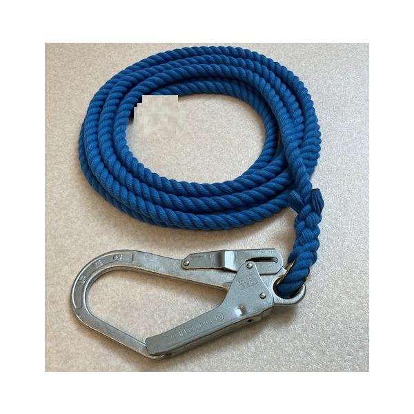 ■【ロープ種類】：エステルスパン■【型番】：DGY-125S■【仕様】●色：青色●材質：エステルスパン、芯エステルマルチ●端末処理：片大口径フック付き、片逆サツマ加工●径×長さ：12mm×5m■【納期】：通常翌日〜4日発送