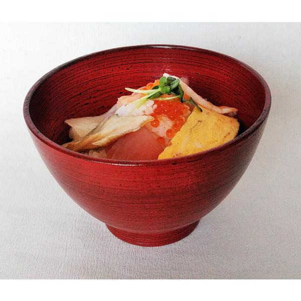 お椀 汁椀 大 木製 本漆塗 刷毛目赤 卵型 どんぶり椀 丼 1個 30