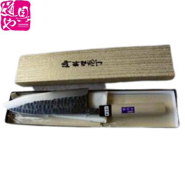 240mm 安来鋼白紙２号 豊三郎 出刃包丁 黒鎚目打ち