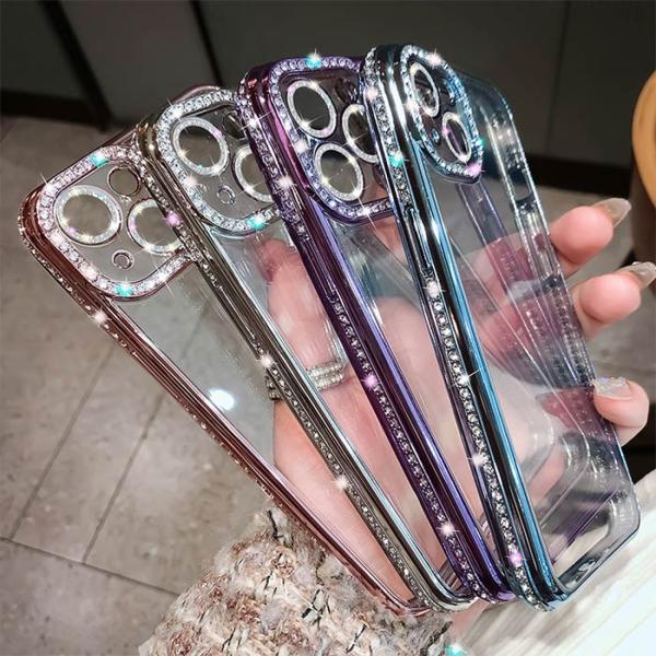 iPhoneケース iPhone  雑貨 女子 女の子 きらきら ラインストーン シンプル カジュアル プチプラ クリア 透明 iPhone16 iPhone15 iPhone14