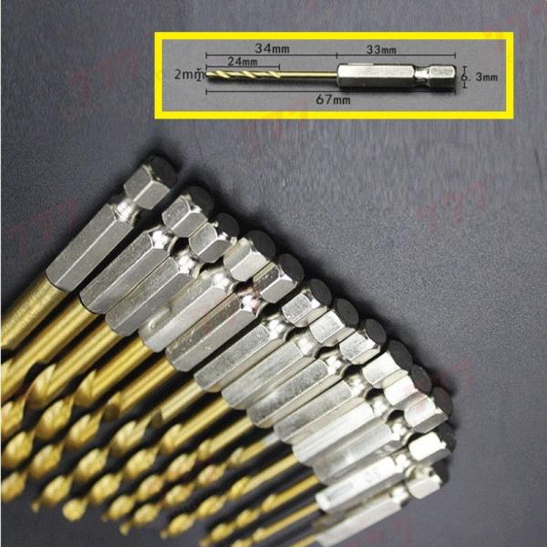 ドリルビット チタン DC4A 穴あけ ステップドリル 11pcs.六角軸チタンコーティング
