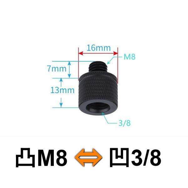 M8 - 3/8 変換ネジ アダプター マイクスタンド スマホスタンド 三脚 スマホホルダー 変換アダプター 汎用 便利 部品 ネジアダプター カメラネジ オス メス