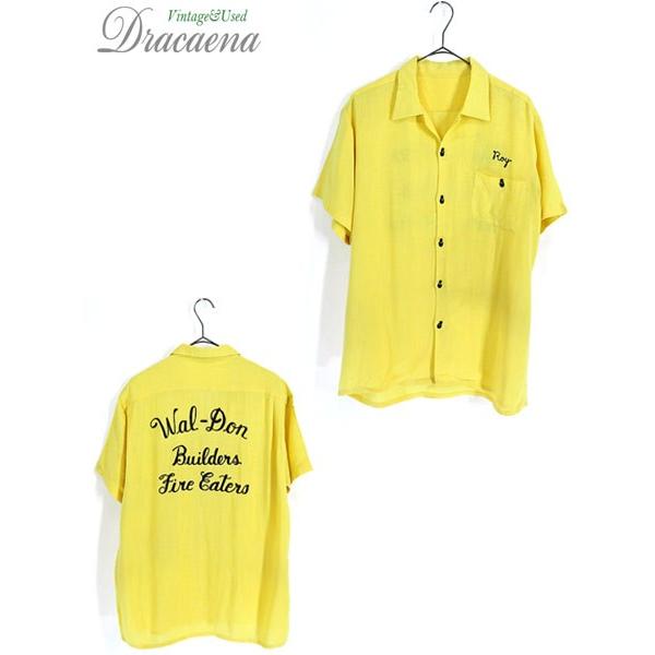 古着 ヴィンテージ シャツ カジュアルシャツ 60s メンズファッション 豪華 チェーン シャツ 刺しゅう ピンボタン レーヨン シャツ ボーリング 開襟 17jn01k 古着屋ドラセナショップ Xl位 古着