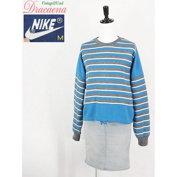 レディーススウェット古着 Nike ナイキ ボーダー柄 スウェット トレーナー ブルー グレー M 17lap22i 古着屋ドラセナyahoo ショップ 通販 Yahoo ショッピング